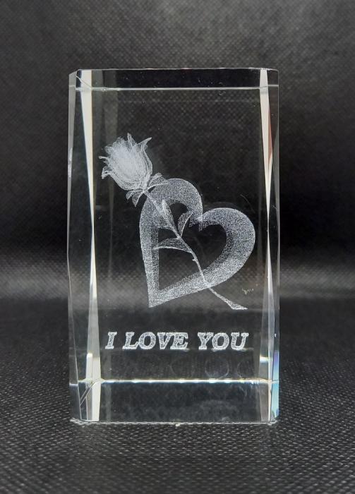 eKnallen 3D Gravyr Kristallblock - Hjärta